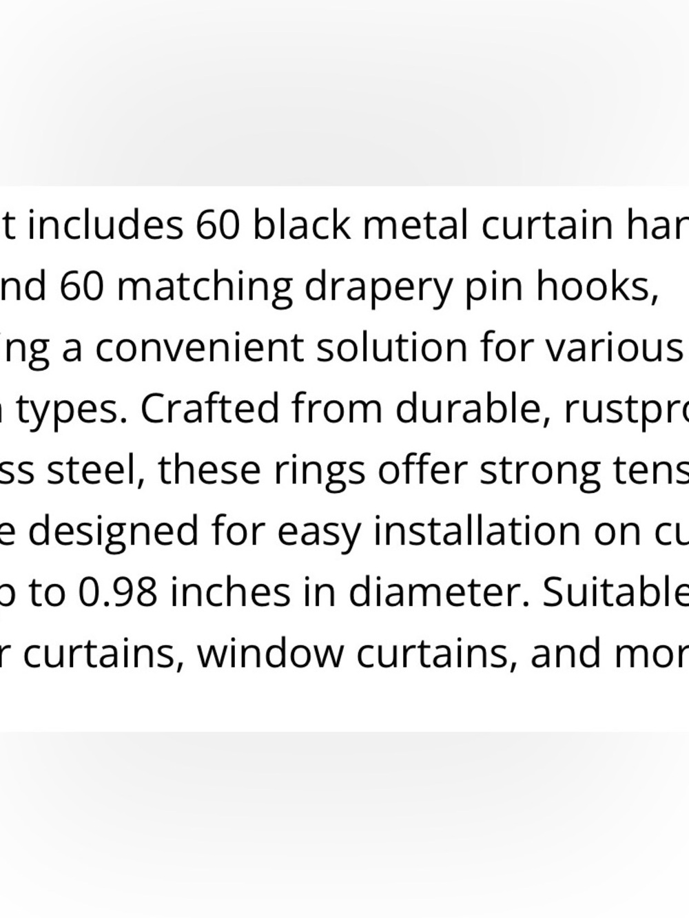Black Metal Drapery Rings with PinHooks 60pc. - Picture 3 of 4